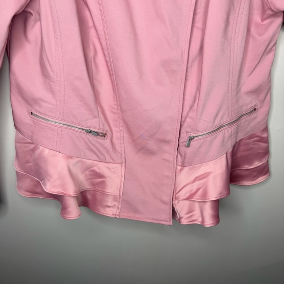 Lane Bryant Pink Moto-Style Jacket with Ruffle Detail Size 18 - Picture 3 of 12